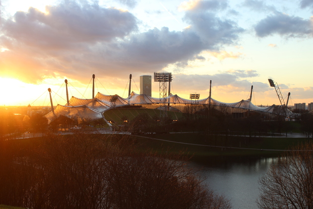 Olympiaparkt Abenddämmerung