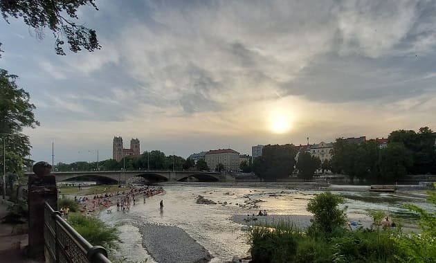 Sonnenuntergang Isar